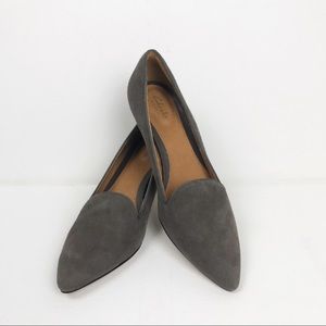 Clark Artisan Leather Grey Pointed Toe Kitten Heel